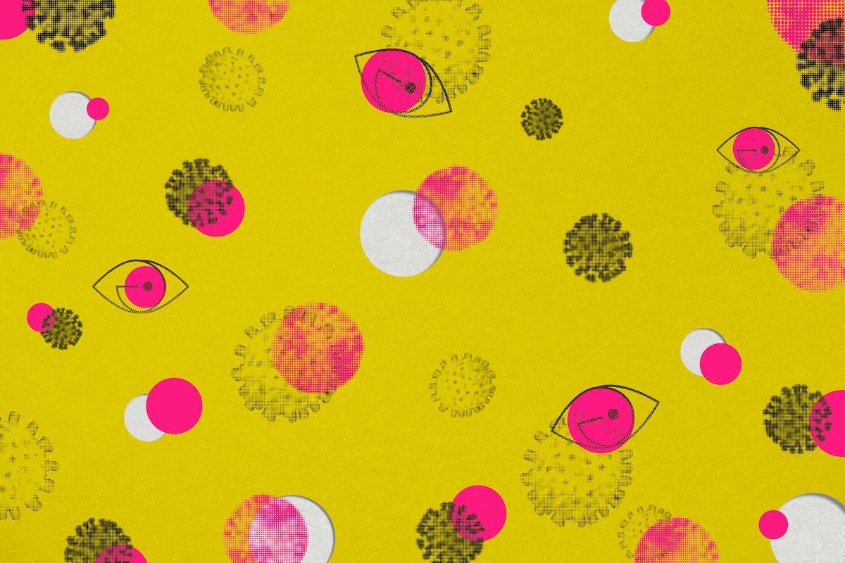 colourful image of drawings of corona virus