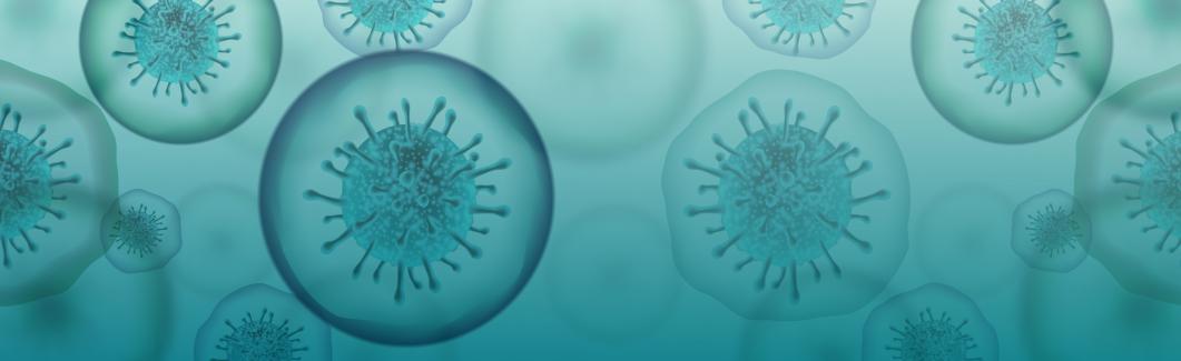 Greeny blue microscopic image of microorganisms