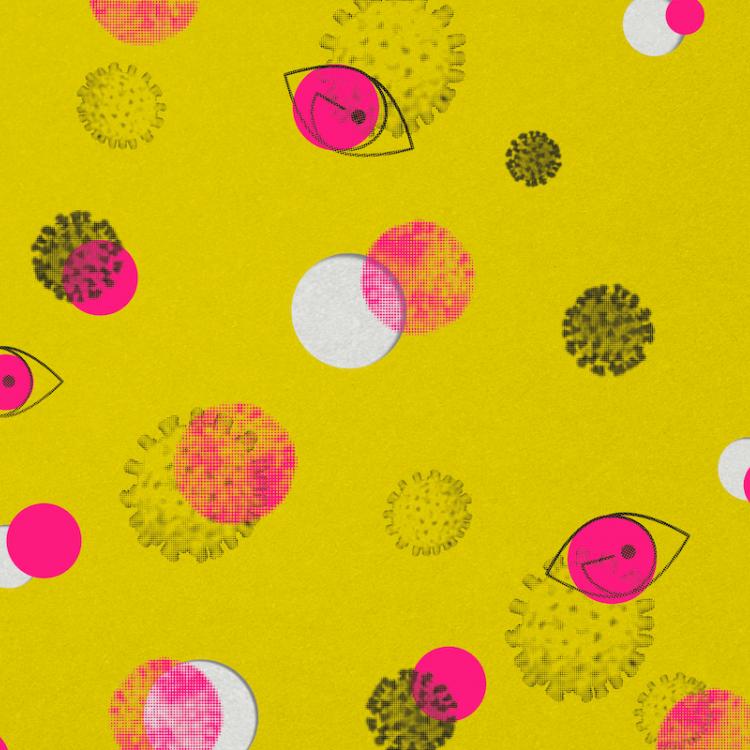 colourful image of drawings of corona virus